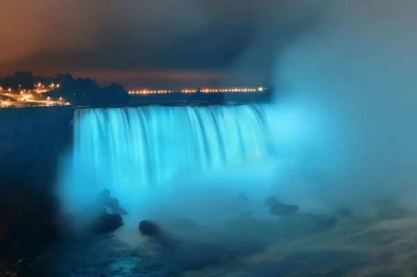 Cataratas Del Niágara Por Noche Como Famoso Paisaje Natural Canadá —  Fotos de Stock