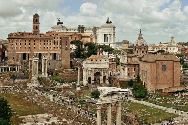 Римский Форум Руинами Исторических Зданий Италия — стоковое фото