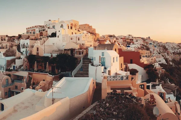 Skyline Santorini Alba Con Edifici Grecia — Foto Stock