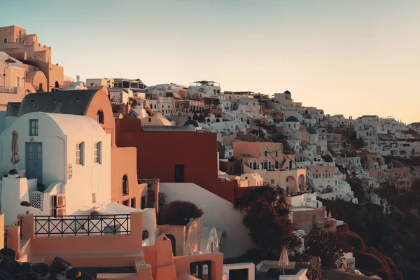 Skyline Santorini Alba Con Edifici Grecia — Foto Stock
