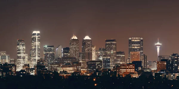 Calgary Skyline Alberta Por Noche Canadá — Foto de Stock