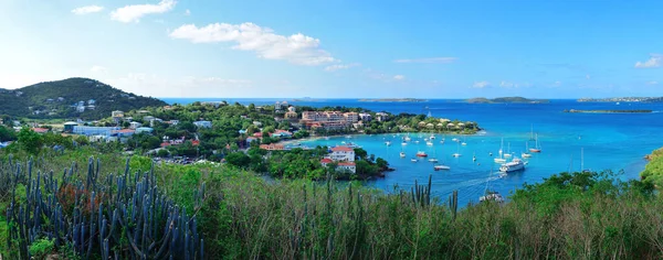 John Bay Panorama Buildings Boats Virgin Islands — Stock Photo, Image