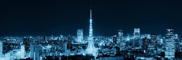 Tokyo Tower Vista Urbana Azotea Por Noche Japón —  Fotos de Stock