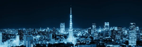 Tokyo Tower Stedelijke Skyline Uitzicht Het Dak Nachts Japan — Stockfoto