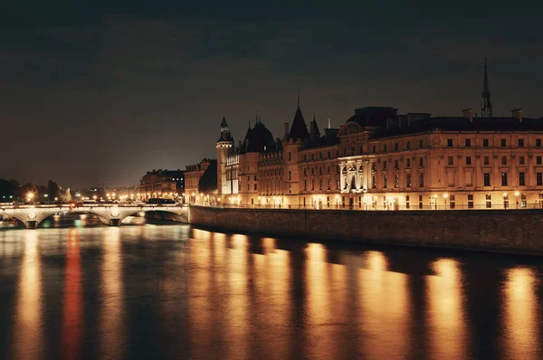 Río Sena Puente Por Noche París Francia — Foto de Stock