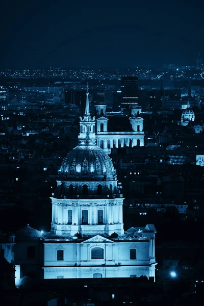 Vista Panorámica París Con Tumba Napoleón Por Noche Francia —  Fotos de Stock