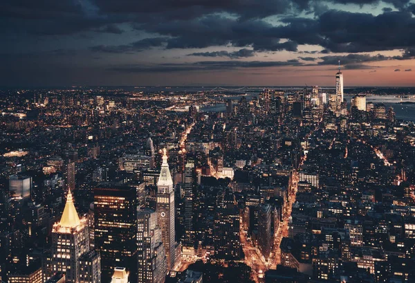 Nova Iorque Vista Panorâmica Centro Cidade Entardecer — Fotografia de Stock