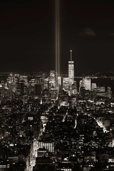 Vista Sullo Skyline Del Centro New York Notte Con Luce — Foto Stock