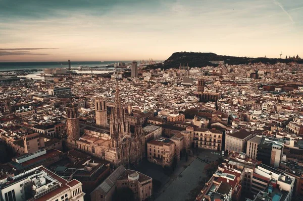 Letecký Pohled Gotickou Čtvrť Barceloně Španělsku — Stock fotografie