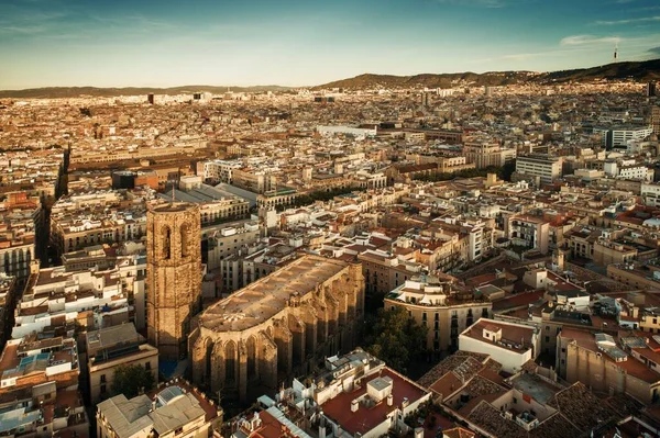 Vista Aérea Del Barrio Gótico Barcelona España — Foto de Stock