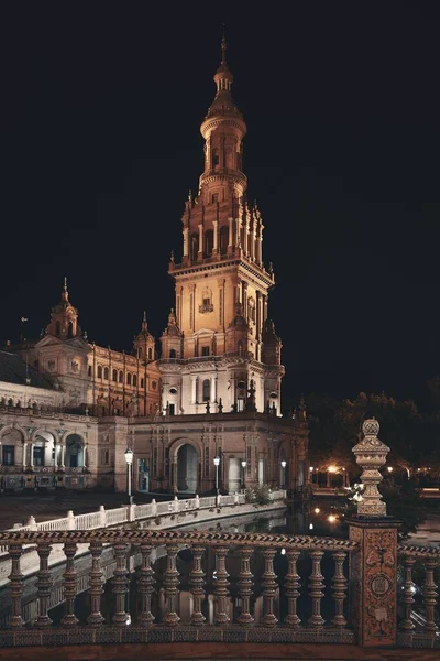 Plaza Espana Nebo Španělsko Náměstí Detailní Pohled Noci Seville Španělsko — Stock fotografie