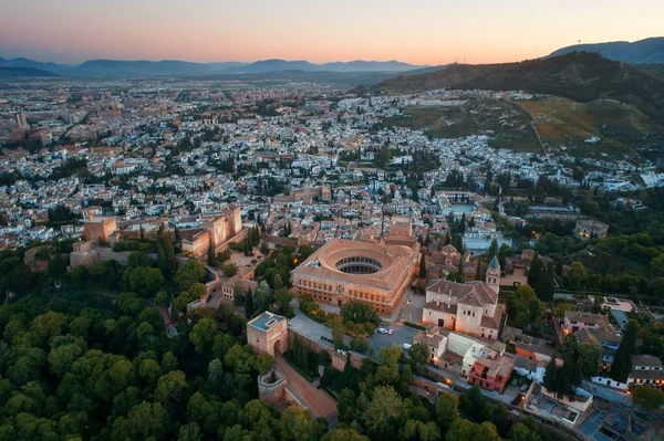 Alhambra Luftaufnahme Mit Historischen Gebäuden Granada Spanien — Stockfoto