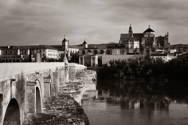 Moschee Kathedrale Alte Brücke Und Stadtsilhouette Von Córdoba Spanien — Stockfoto