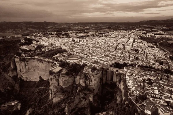 Ronda Letecký Pohled Starými Budovami Španělsku — Stock fotografie