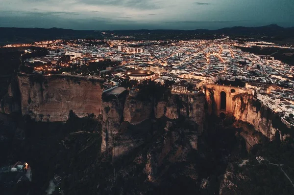 Ronda Vista Aerea Con Vecchi Edifici Spagna — Foto Stock