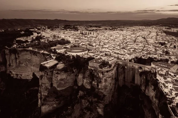 Ronda Letecký Pohled Starými Budovami Španělsku — Stock fotografie