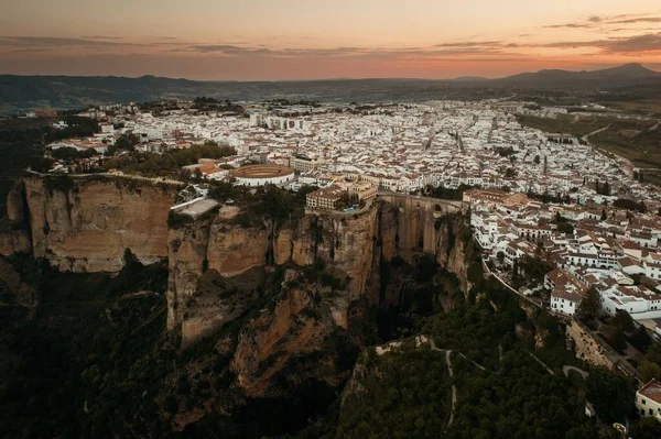 Воздушный Вид Восход Солнца Старых Зданий Испании — стоковое фото