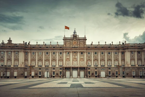 Kungliga Slottets Historiska Byggnad Närbild Madrid Spanien — Stockfoto