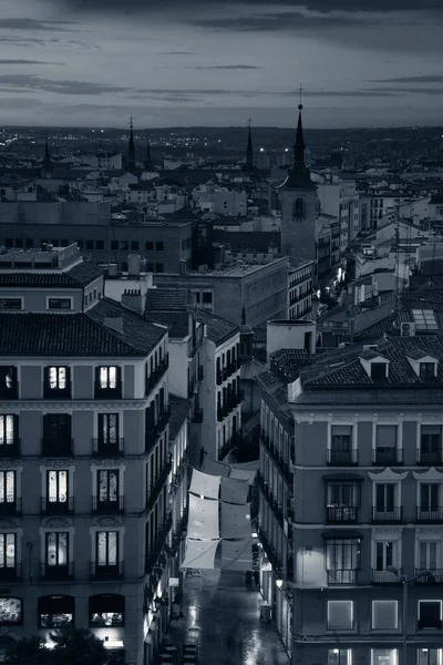 Madrid Rooftop Uitzicht Skyline Van Stad Schemering Spanje — Stockfoto