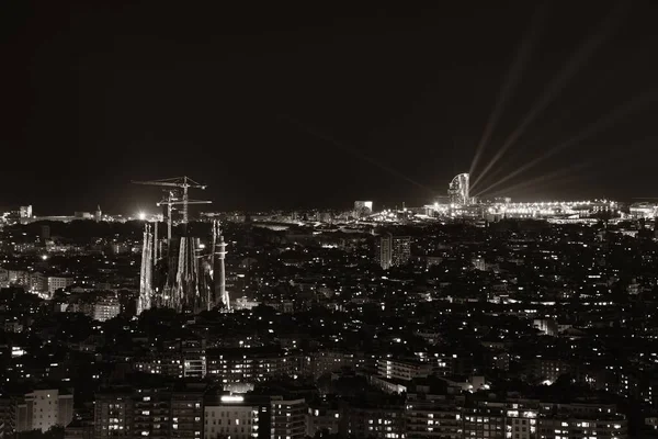 Sagrada Familia Met Skyline Nachts Barcelona Spanje — Stockfoto