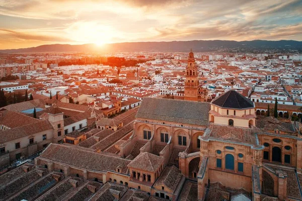 Moschea Cattedrale Cordova Vista Aerea Primo Piano Tramonto Spagna — Foto Stock