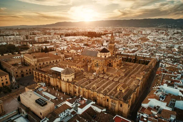 Mezquita Catedral Córdoba Vista Aérea Primer Plano Atardecer España — Foto de Stock