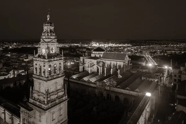 Mosquecathedral Cordoba Zvonice Letecký Pohled Noci Španělsku — Stock fotografie