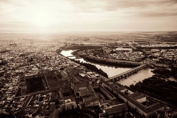 Campanário Mosquecathedral Córdoba Vista Aérea Pôr Sol Noite Espanha — Fotografia de Stock