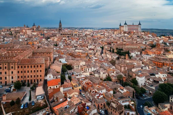 Widok Lotu Ptaka Panoramę Miasta Toledo Zabytkowymi Budynkami Hiszpanii — Zdjęcie stockowe