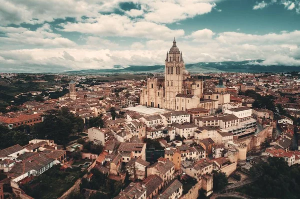 Letecký Pohled Katedrály Segovia Španělsku — Stock fotografie