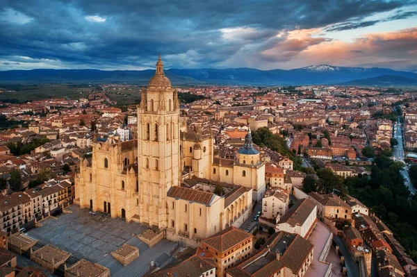 Letecký Pohled Katedrály Segovia Španělsku — Stock fotografie