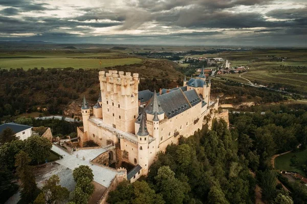 Alcazar Segóvia Como Famosa Vista Aérea Referência Espanha — Fotografia de Stock