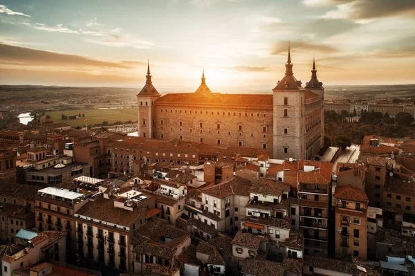 Château San Servando Vue Aérienne Coucher Soleil Tolède Espagne — Photo