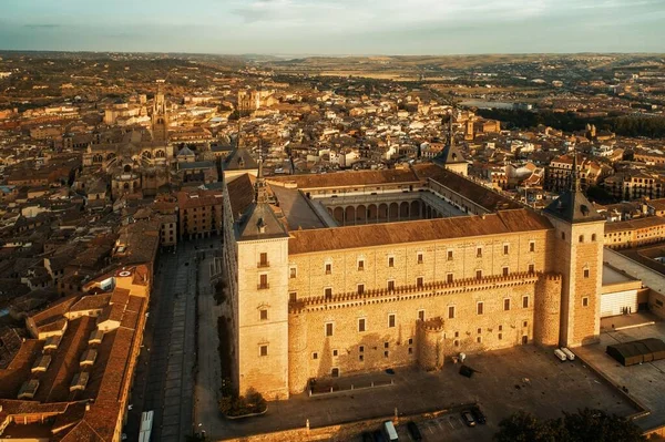 Castelo San Servando Vista Aérea Pôr Sol Toledo Espanha — Fotografia de Stock