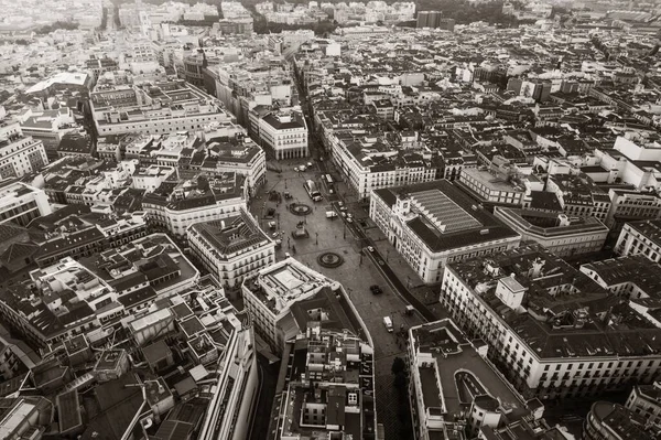 Madrid Puerta Del Sol Luftaufnahme Mit Historischen Gebäuden Spanien — Stockfoto