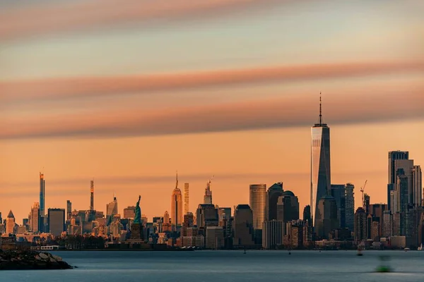 Skyline Del Centro New York Con Architettura Tramonto — Foto Stock