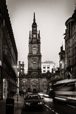 Glasgow şehir sokak manzaralı tarihi mimarisi İskoçya, Birleşik Krallık