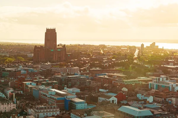 Vista Panorâmica Telhado Liverpool Com Edifícios Inglaterra Reino Unido — Fotografia de Stock