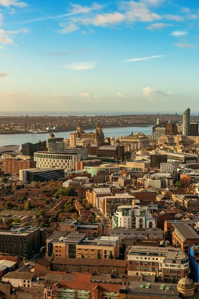 Blick Auf Die Skyline Von Liverpool Mit Gebäuden England Großbritannien — Stockfoto