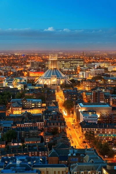 Liverpool Skyline Rooftop View Night Buildings England United Kingdom — Stock Photo, Image