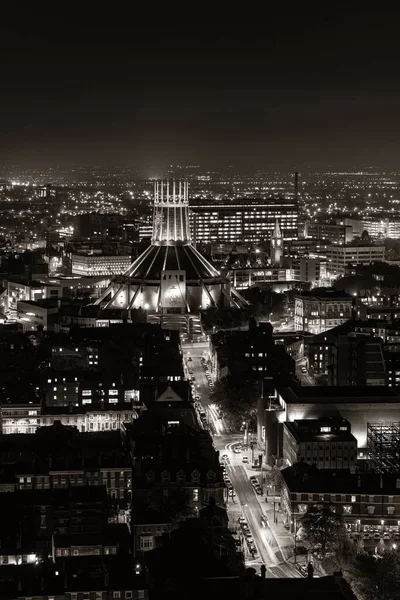 Liverpool Skyline Rooftop View Night Buildings England United Kingdom — Stock Photo, Image