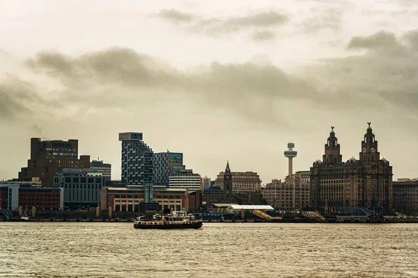 Paisaje Urbano Del Skyline Liverpool Con Edificios Inglaterra Reino Unido —  Fotos de Stock