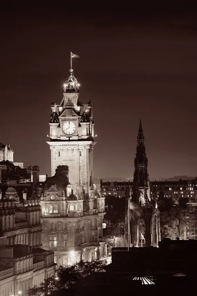 Edimburgo Vista Sulla Città Notte Nel Regno Unito — Foto Stock