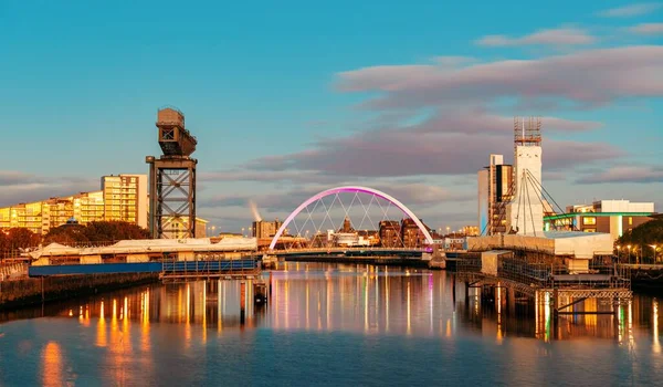 Glasgow City Waterfront View Dusk Scotland Wielka Brytania — Zdjęcie stockowe