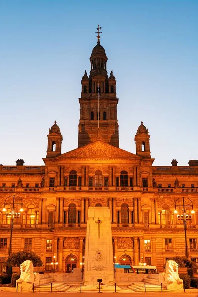 City Council Building Night View George Glasgow Schotland Verenigd Koninkrijk — Stockfoto