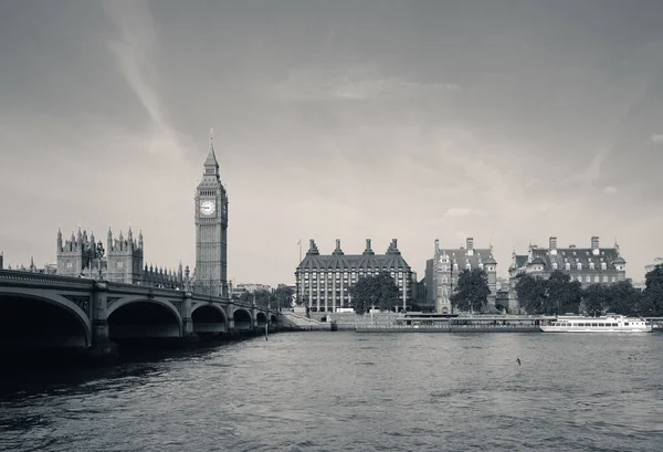 Big Ben House Parliament Londynie Panorama Rzekę Tamizę — Zdjęcie stockowe