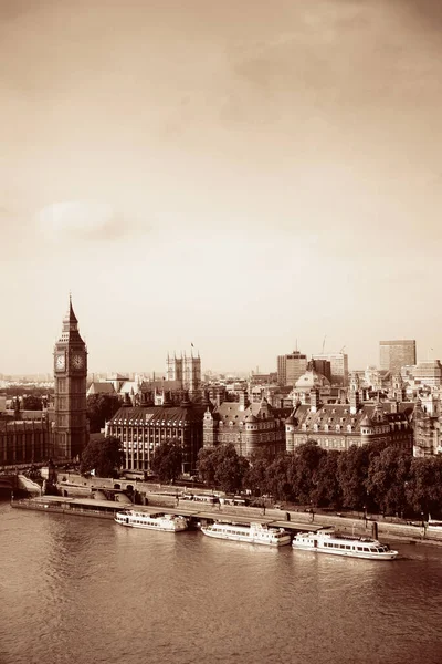 Big Ben House Parliament Londynie Panorama Rzekę Tamizę — Zdjęcie stockowe
