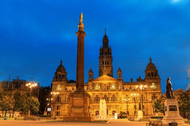 Glasgow, İskoçya 'daki George' da şehir konseyi gece görüşü