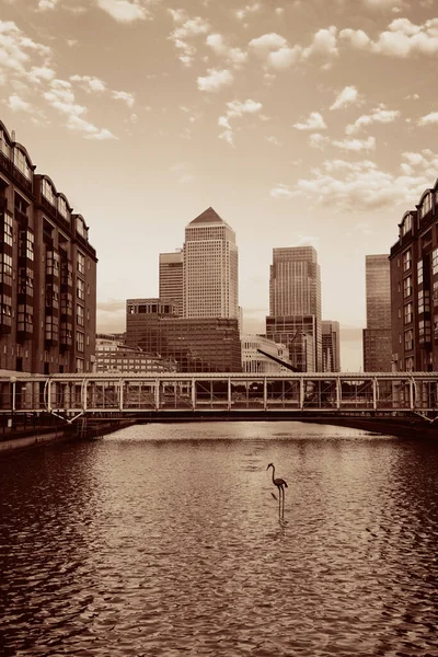 Canary Wharf Affärsdistrikt London Svart Och Vitt — Stockfoto