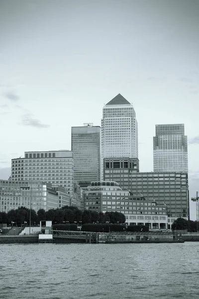 Canary Wharf Business District London Black White — Stock Photo, Image